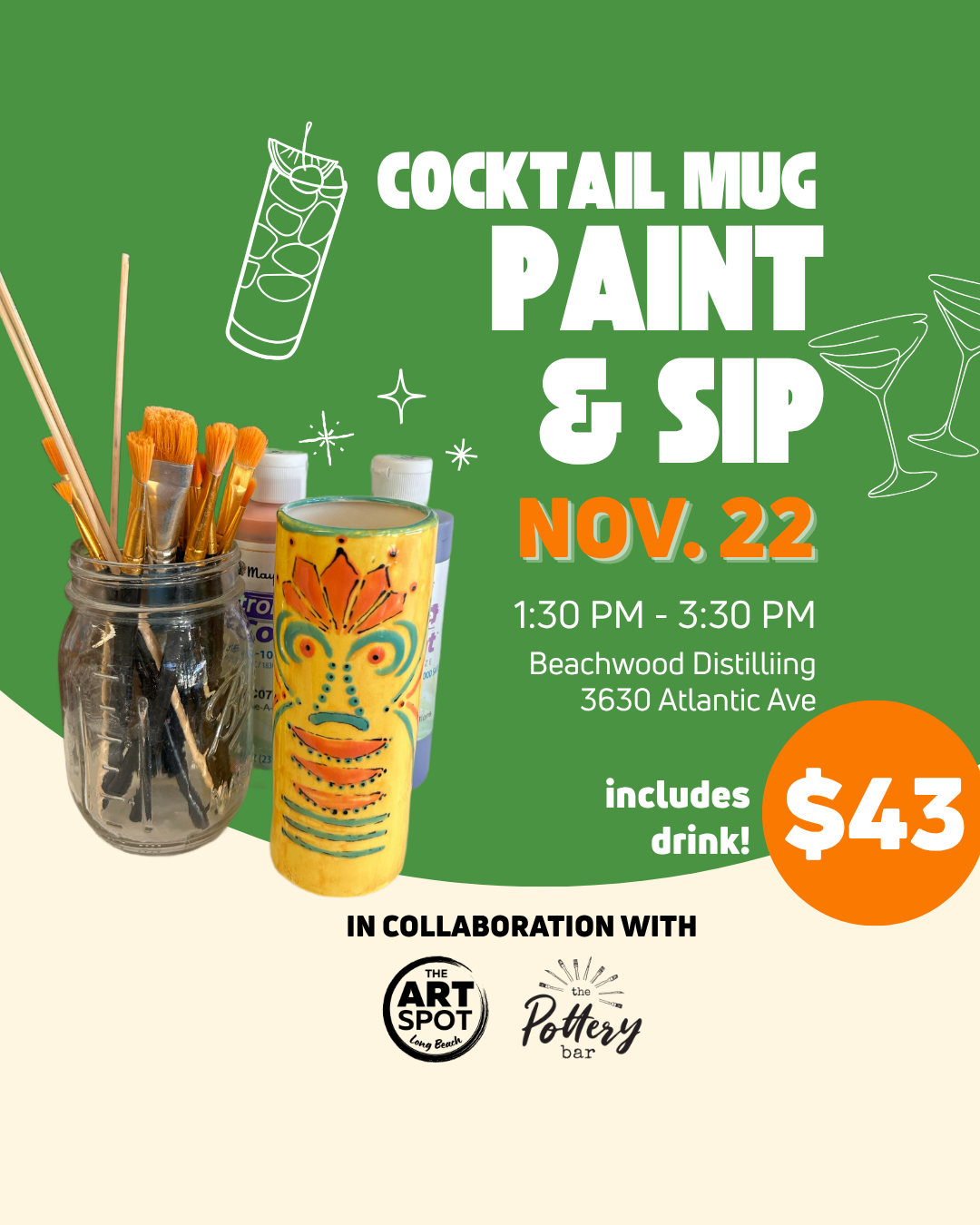 Cocktail Mug Paint & Sip Event at Beachwood Distilling ๐น Bixby Knolls Long Beach