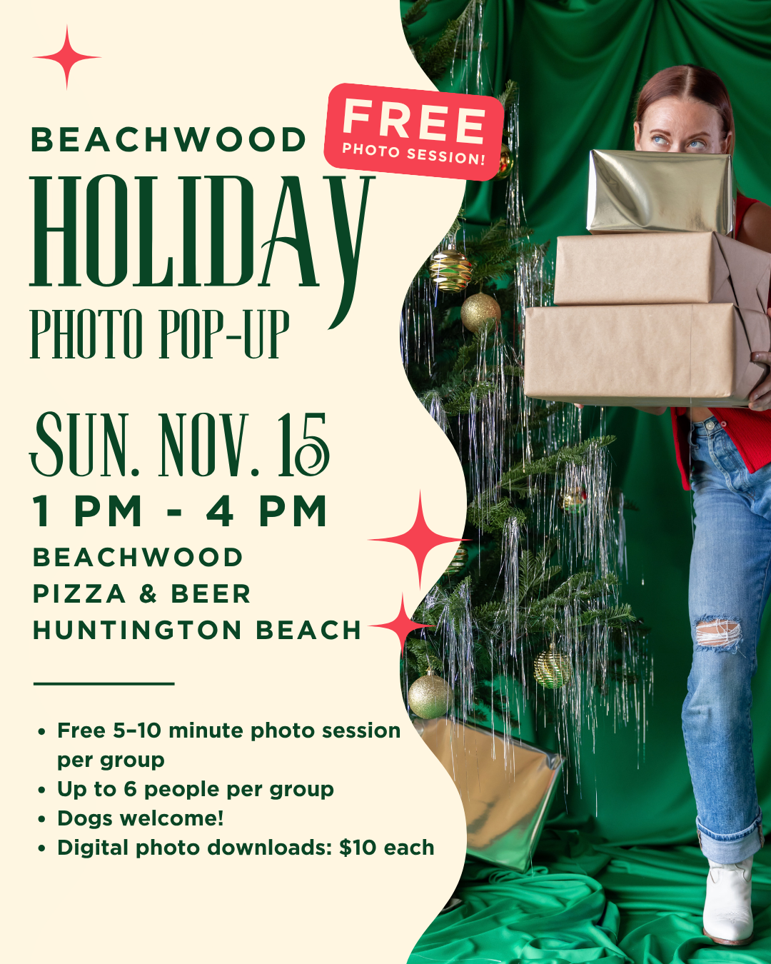 Free Holiday Photo Pop-up at Beachwood Pizza ๐ 5205 Warner Ave., Huntington Beach