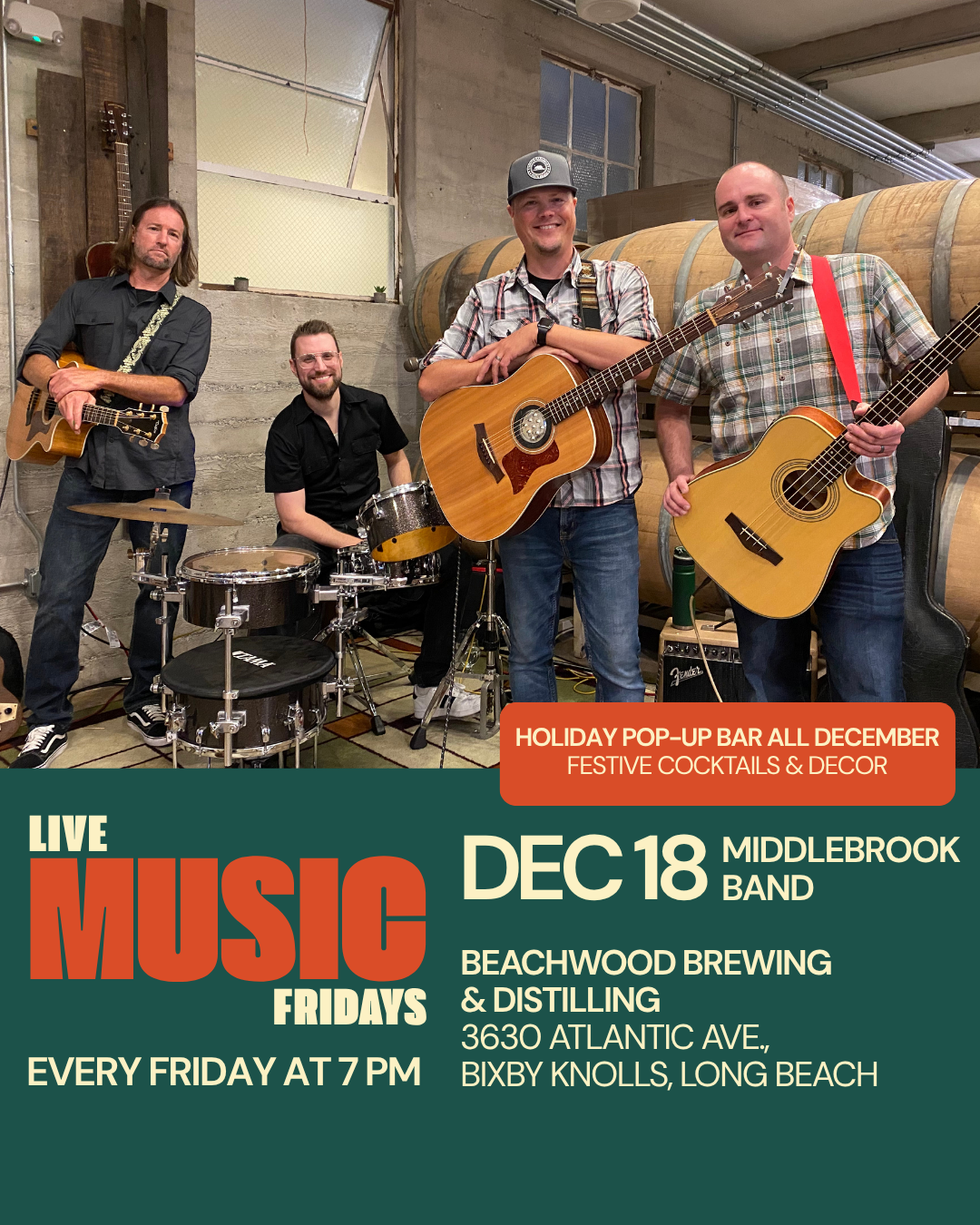 FRIDAYS: LIVE MUSIC AT BEACHWOOD DISTILLING ๐น BIXBY KNOLLS LONG BEACH