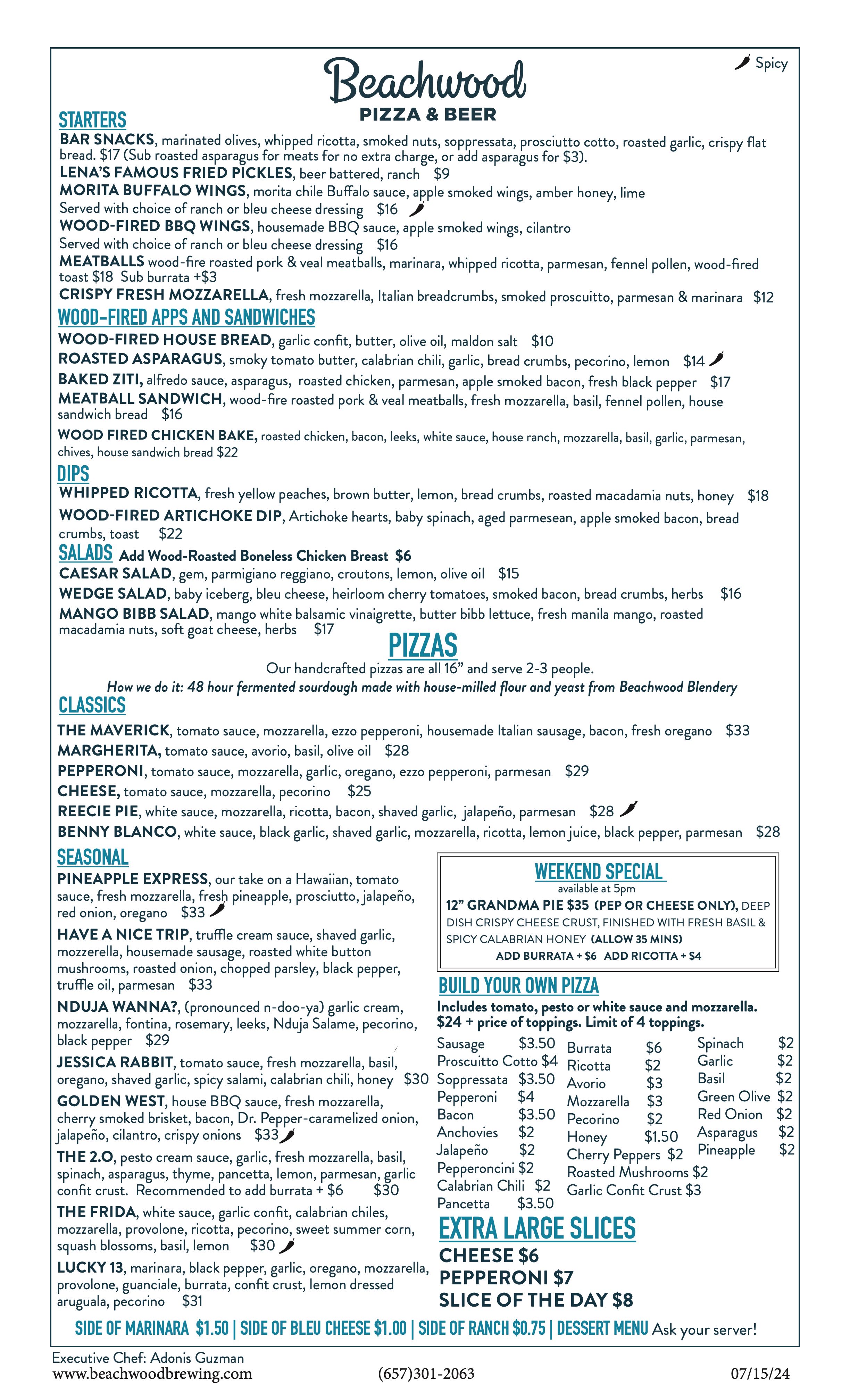 Huntington Beach food menu