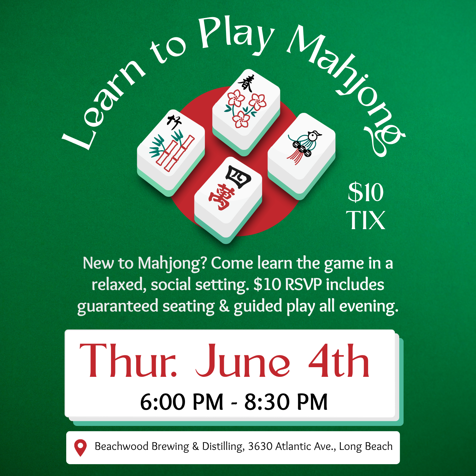 Learn the Game of Mahjong Night at Beachwood Brewing & Distilling