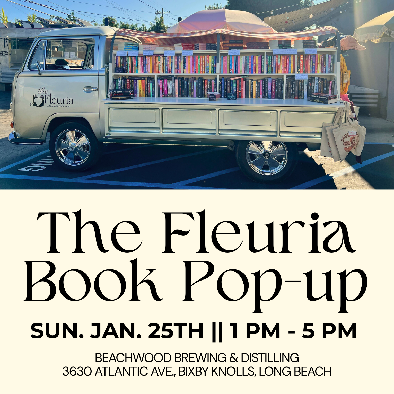 The Fleuria Book Truck Pop-Up AT BEACHWOOD BREWING & DISTILLING