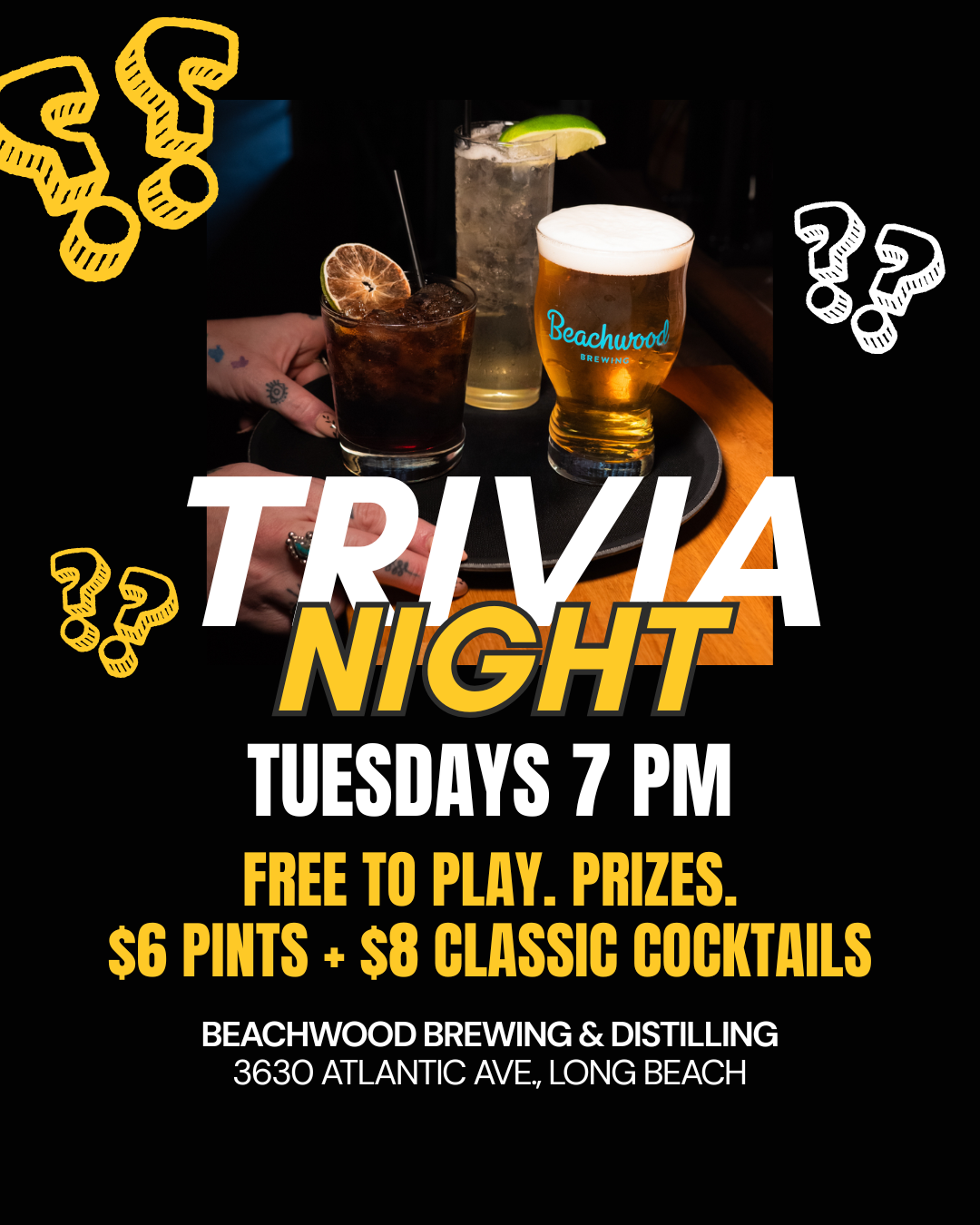 Tuesdays: Trivia at Beachwood Distilling 🍹 Bixby Knolls Long Beach