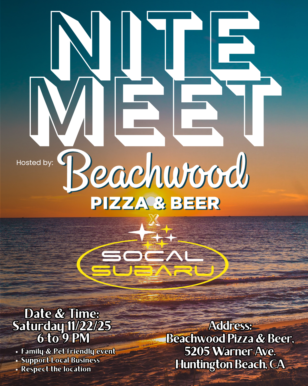 SoCal Subaru Car Meetup Event at Beachwood Pizza & Beer