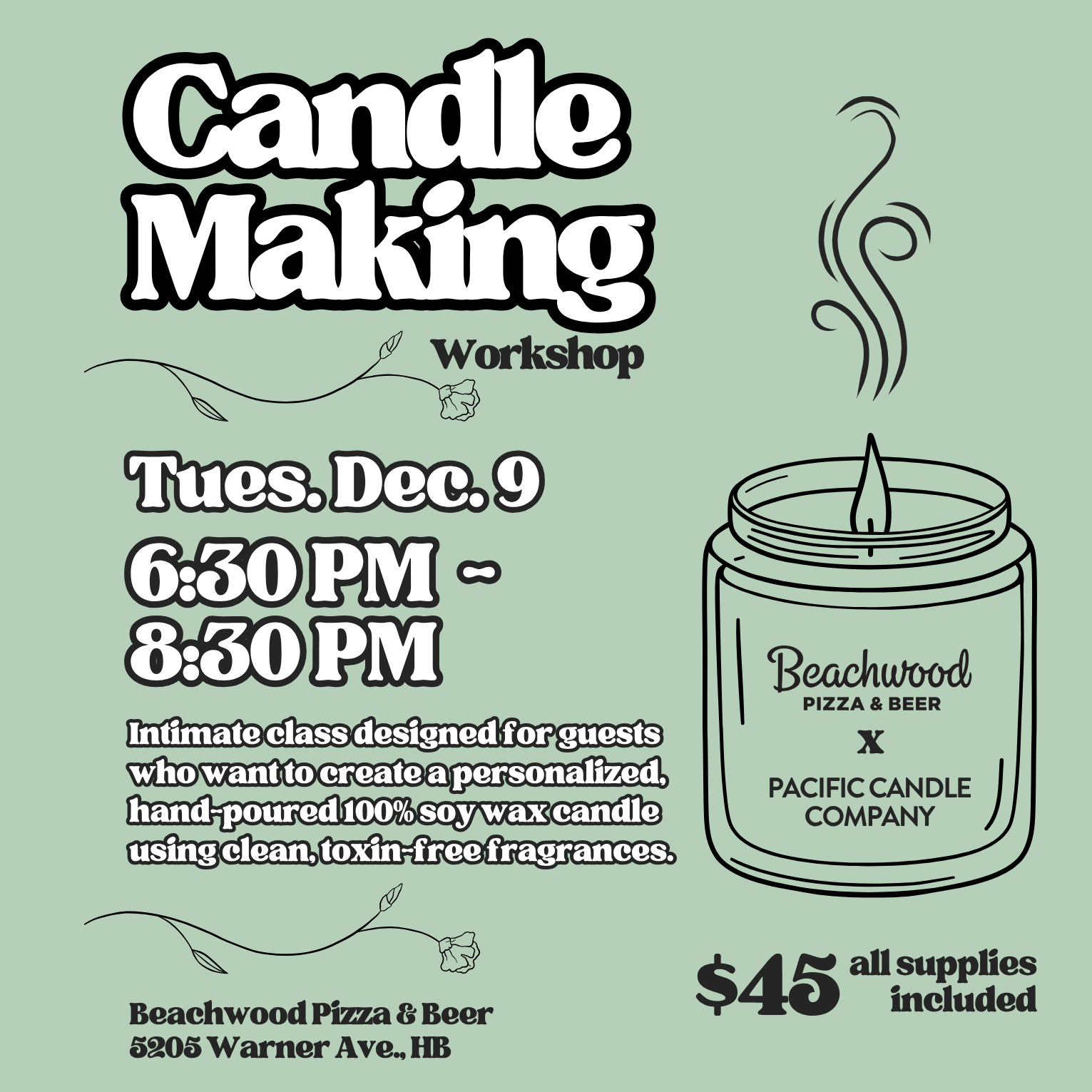 Candle Making Workshop at Beachwood Pizza & Beer
