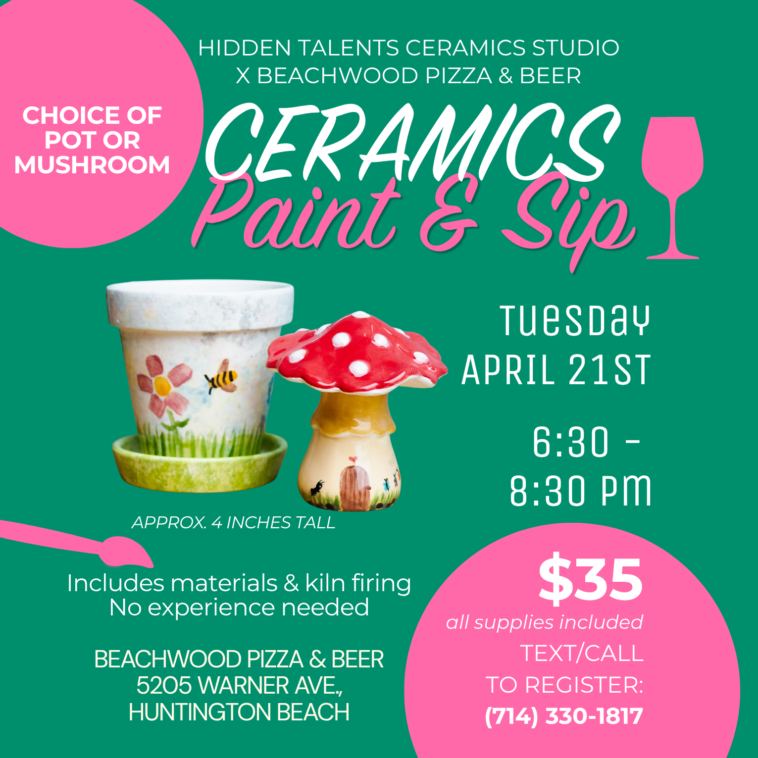 Ceramics Paint & Sip at Beachwood Pizza & Beer